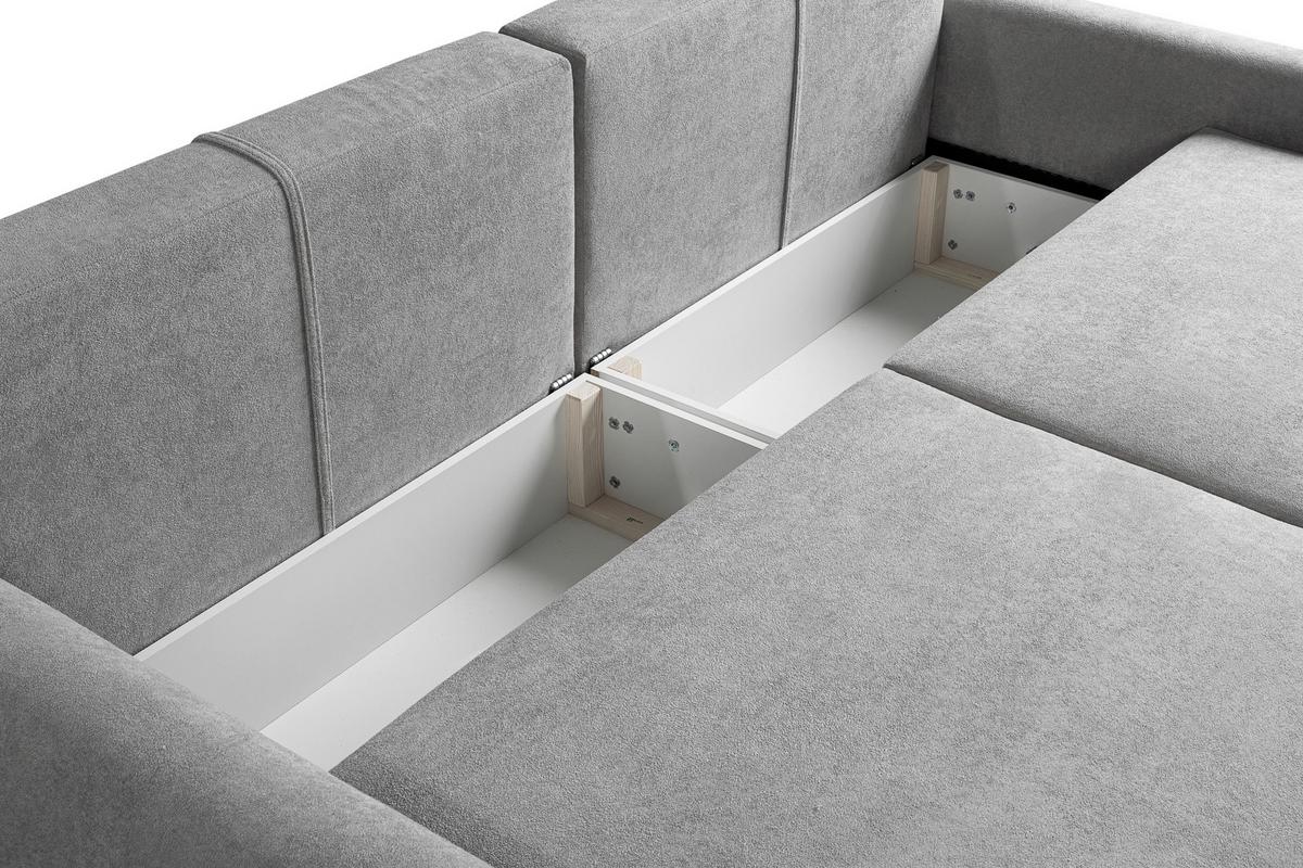 Schlafsofa Almi Boucle Hellgrau, B: 260 Cm - Schwarz/Grau, Design, Textil (260/100/80cm) - Livetastic