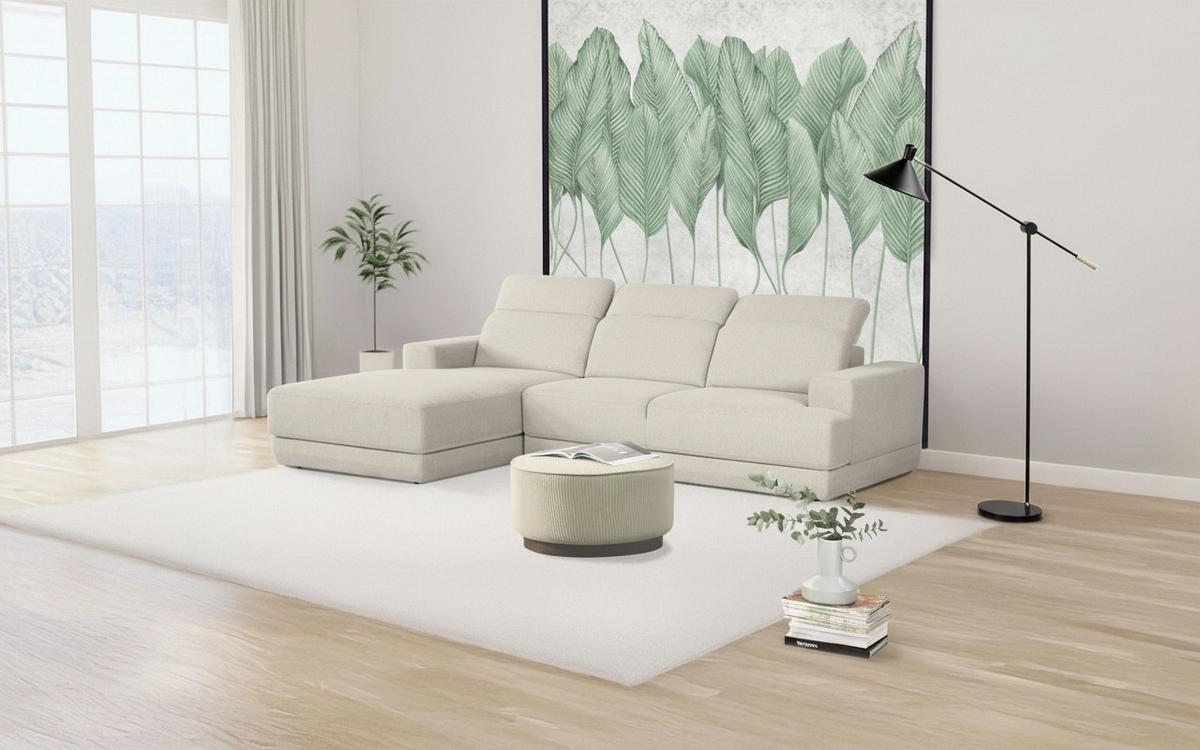 Ecksofa Frans Beige S: 204 cm - Beige/Schwarz, Design, Textil (204/293cm) - MID.YOU