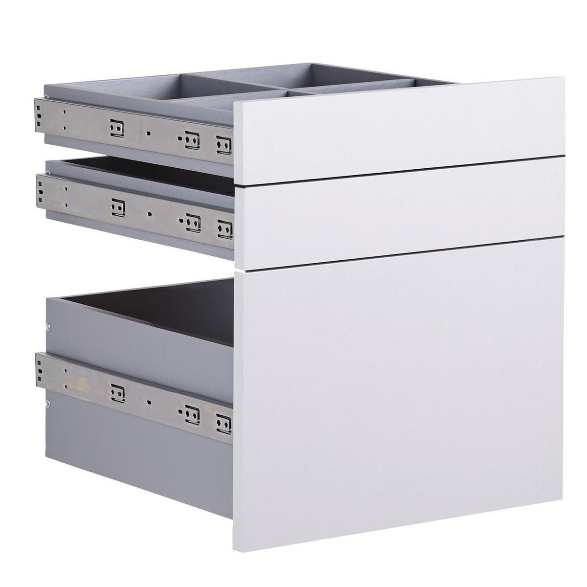 Schubladeneinsatz Unit Hellgrau B: 45,3 Cm 3 Fächer - Hellgrau, MODERN, Holzwerkstoff (45,3/50,3/47cm) - Ondega