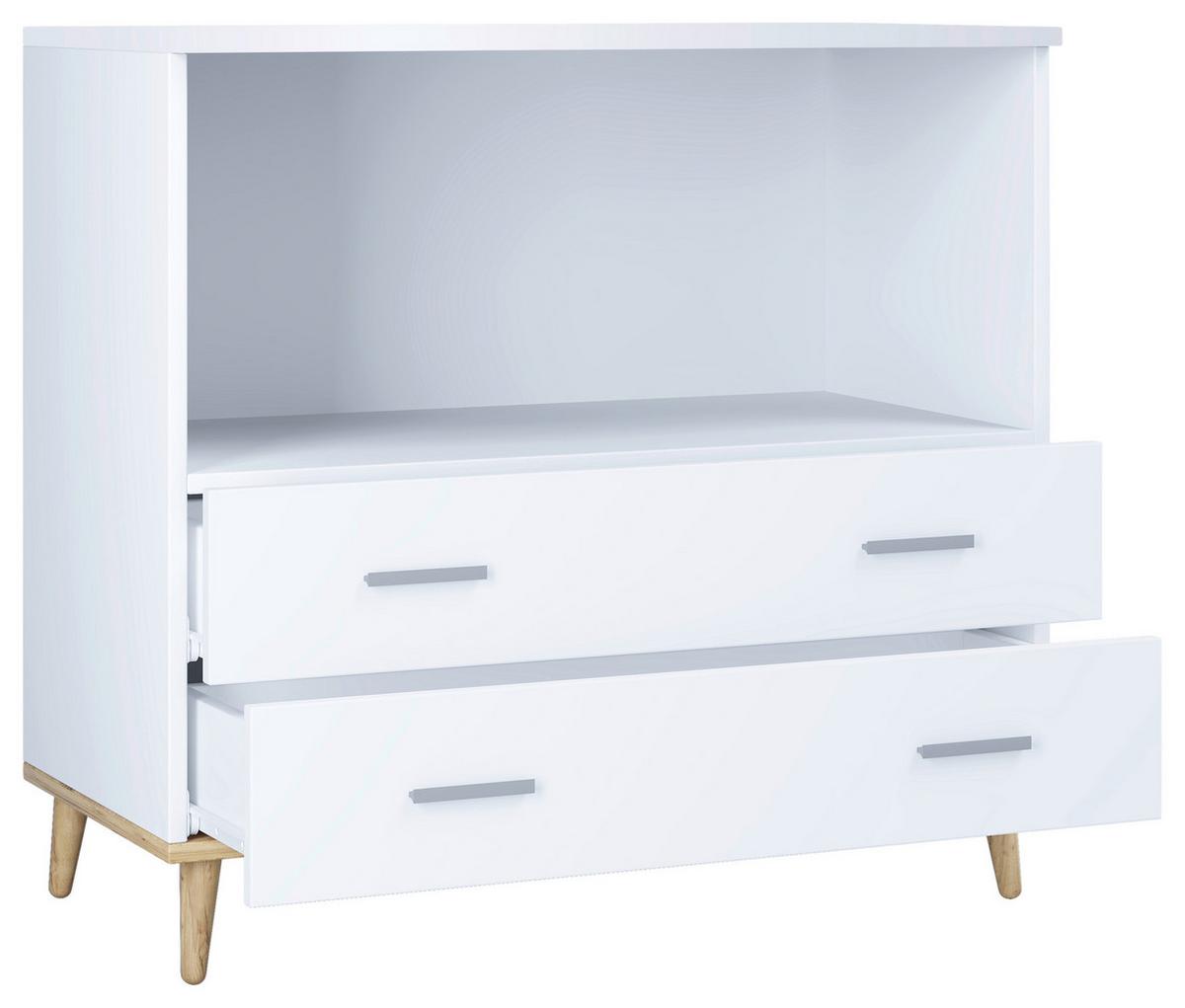 Wickelkommode Landos B: 80 cm Weiß/Honigeiche 1 Tür - Honigeiche/Weiß, MODERN, Holzwerkstoff (60/93/49cm) - MID.YOU