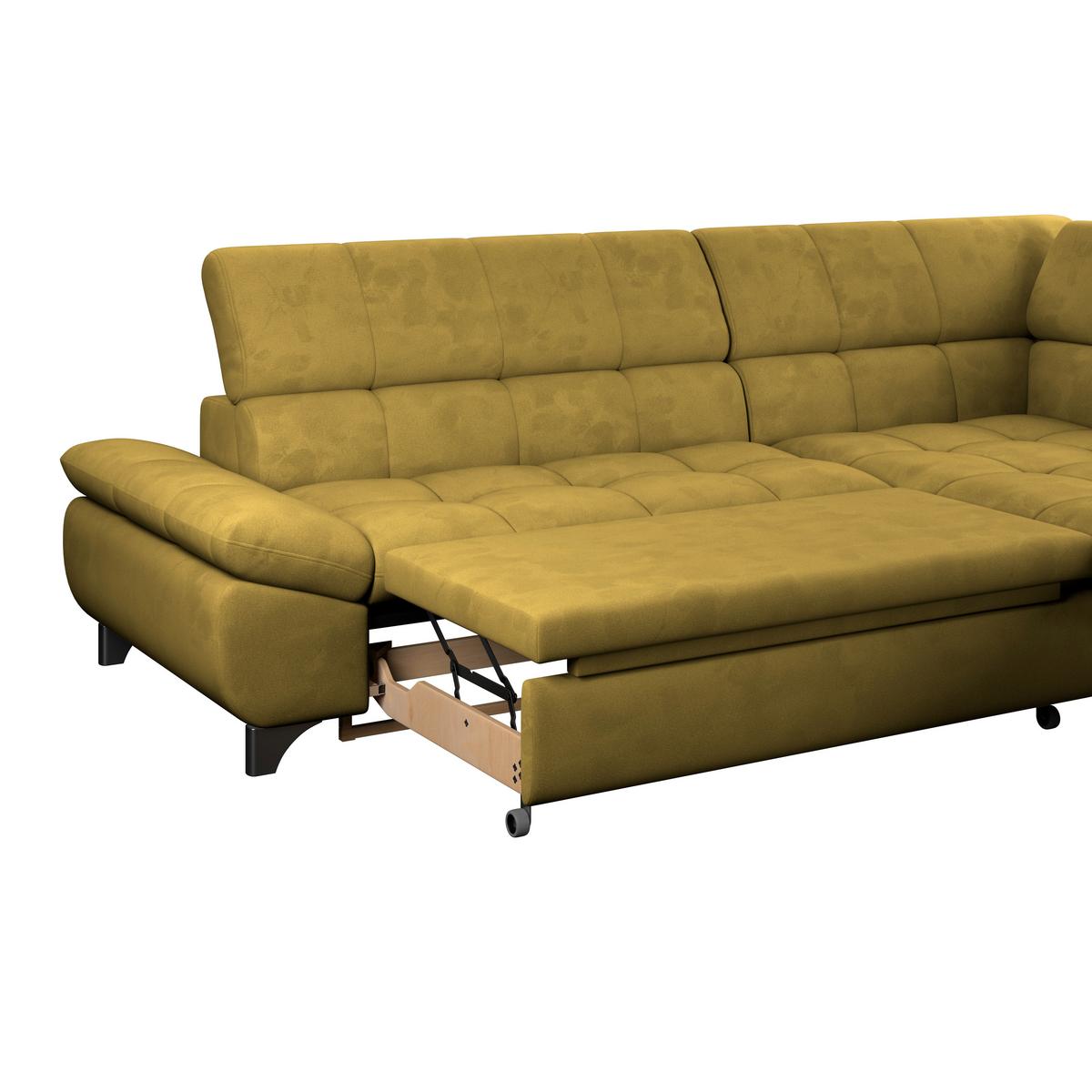 Ecksofa Gemini Senfgelb, B: 312cm - Chromfarben/Senfgelb, KONVENTIONELL, Textil (312/234cm)