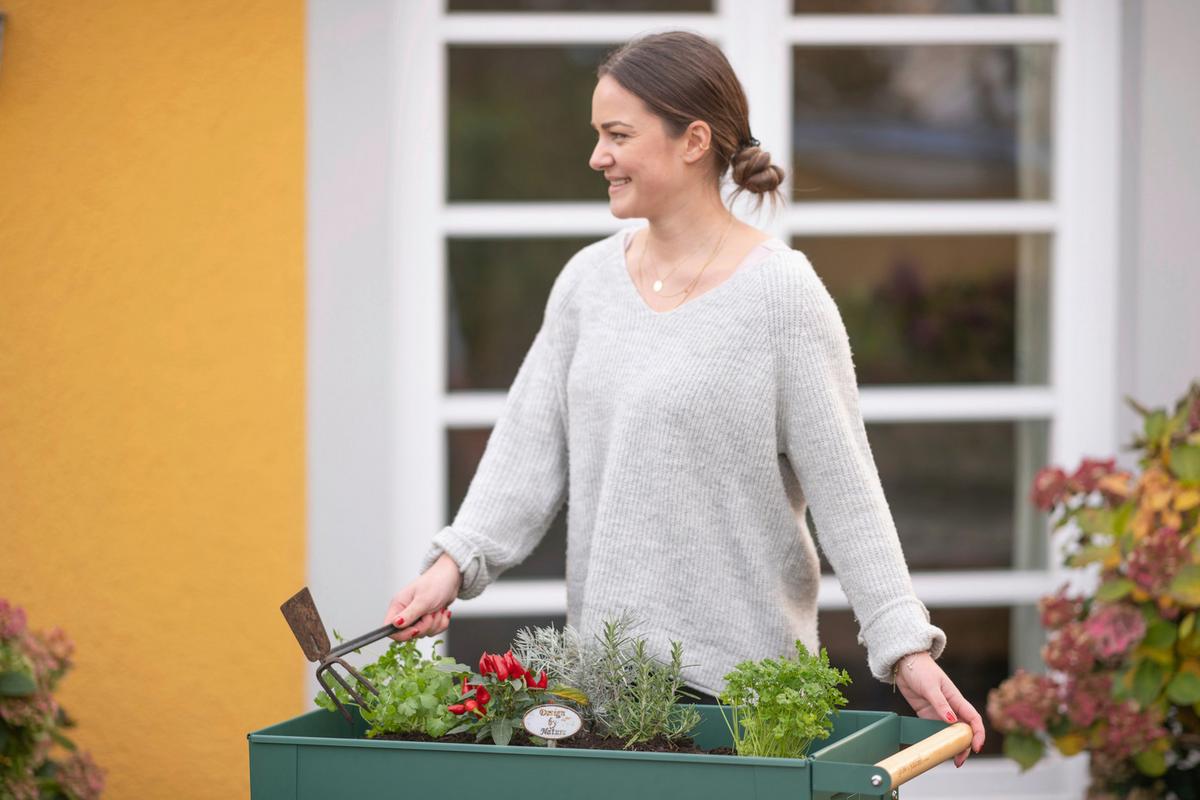 Hochbeet Kräuterfabrik Urban - Olivgrün, Basics, Metall (35/80/75cm)