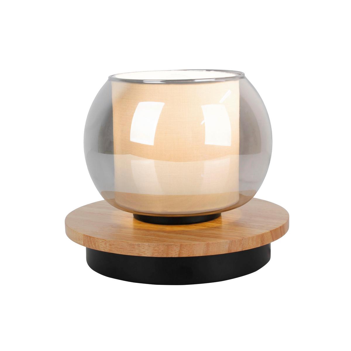 TISCHLEUCHTE Abschaltautomatik - Schwarz/Weiß, Design, Glas/Holz (18/15cm) - Näve