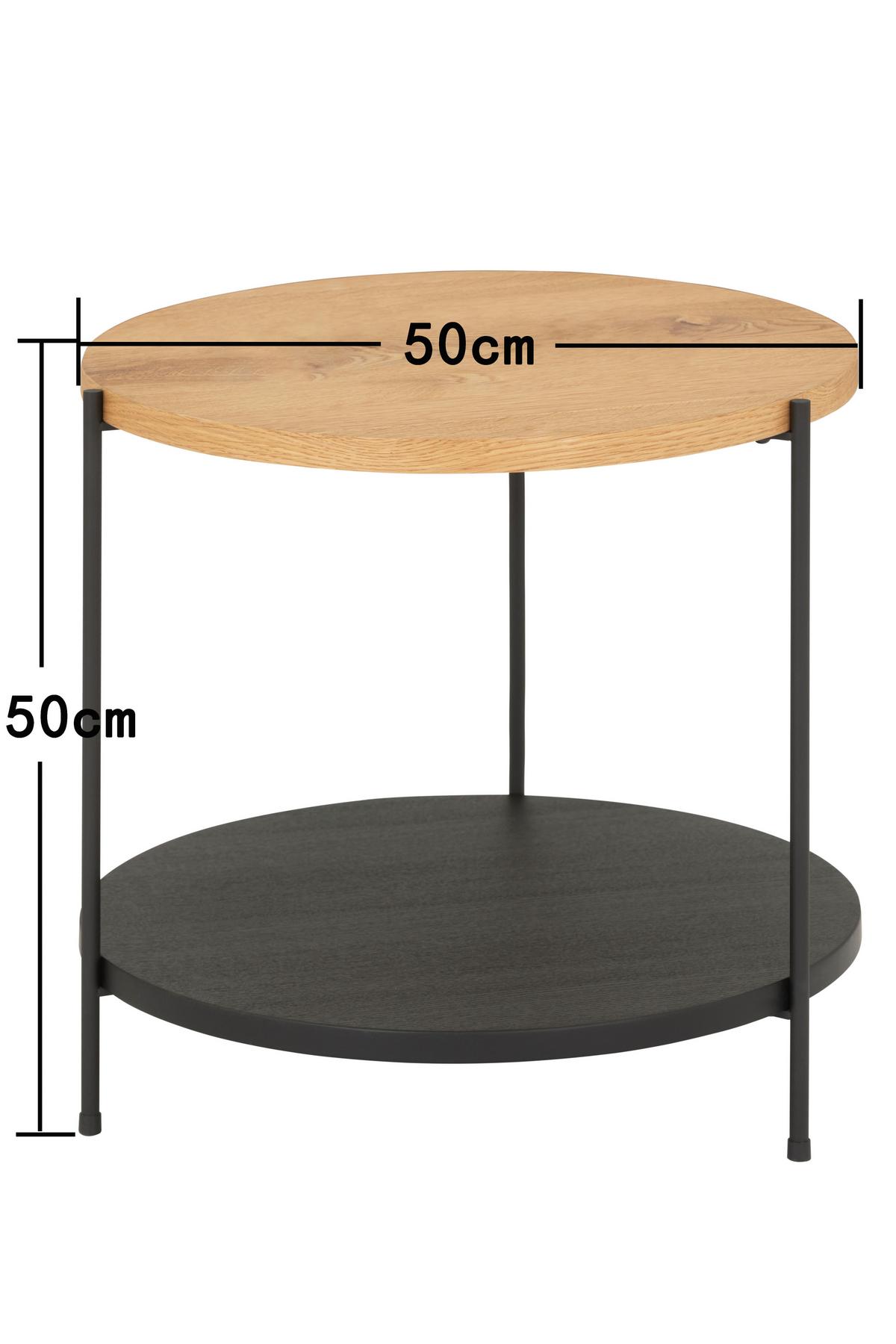 Dohányzóasztal Rondo1 50/50cm - natúr színű/fekete, Modern, faalapú anyag/fa (50/50/50cm)