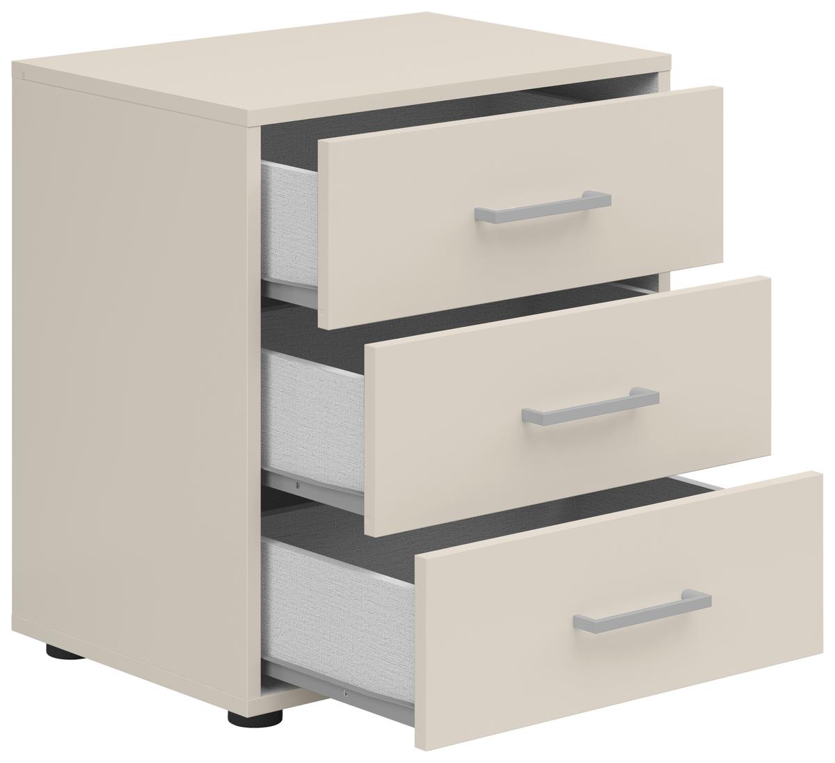 Nachtkästchen Smart IIi Kaschmir, 3 Laden,b:50cm - Kaschmir/Weiß, KONVENTIONELL, Holzwerkstoff (50/54/35cm)