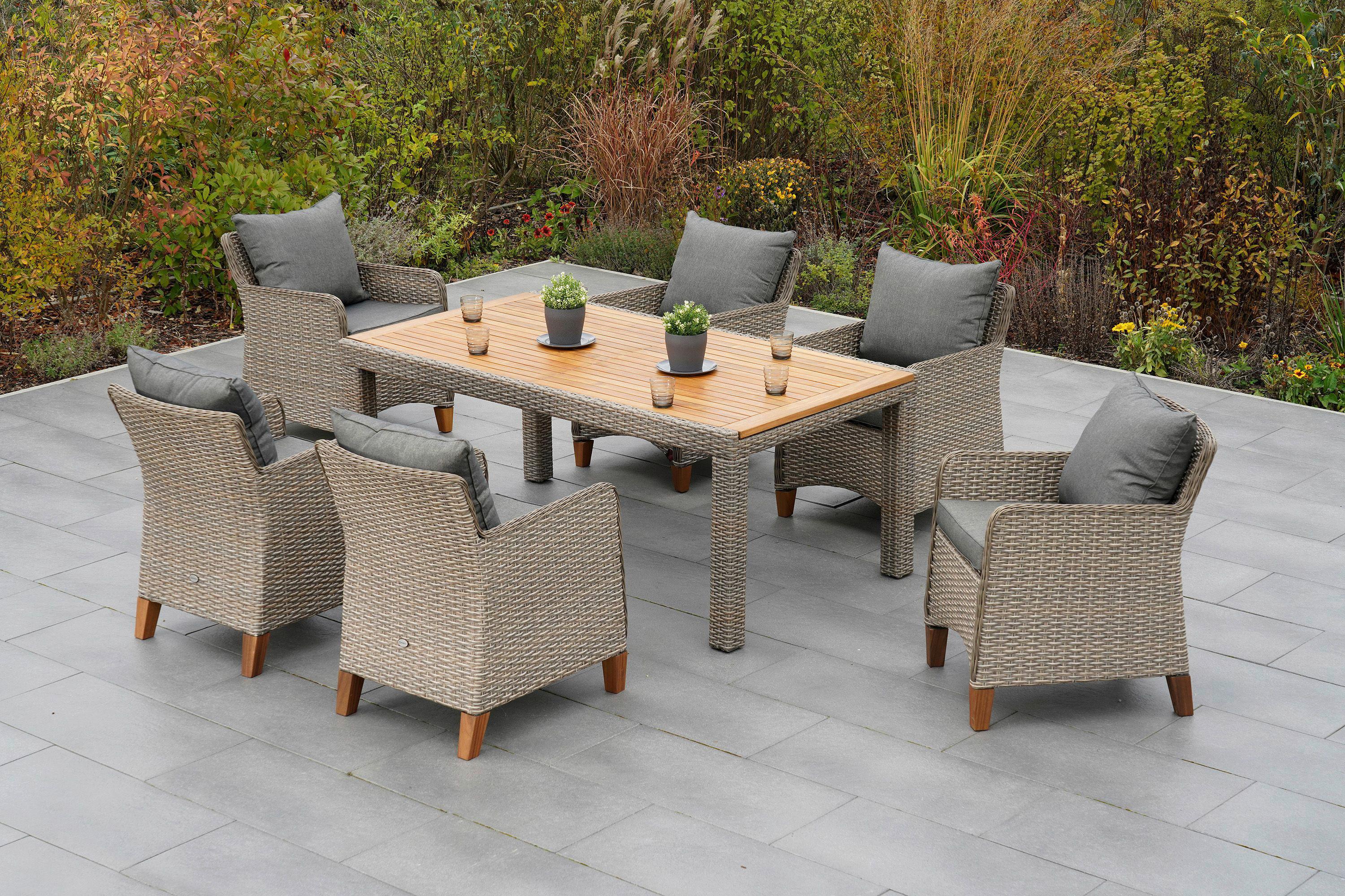 Gartentisch ausziehbar Metall/Kunststoff L 180-240 cm - Beige, MODERN, Holz/Kunststoff (180-240/100/74cm) - Gardenson