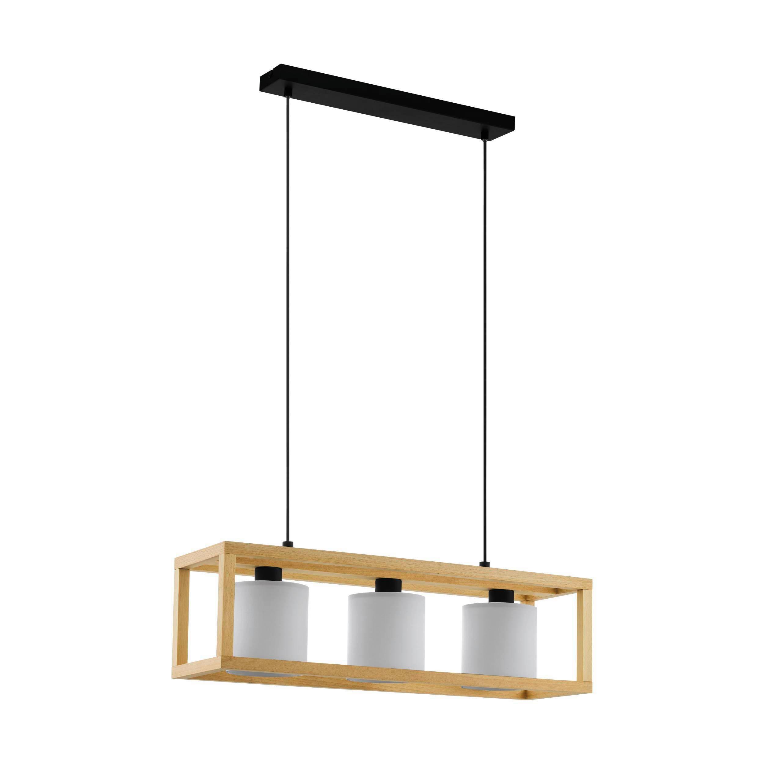 Hängeleuchte 390101 Granad - Schwarz/Braun, Natur, Holz/Textil (77/20/150cm) - Eglo