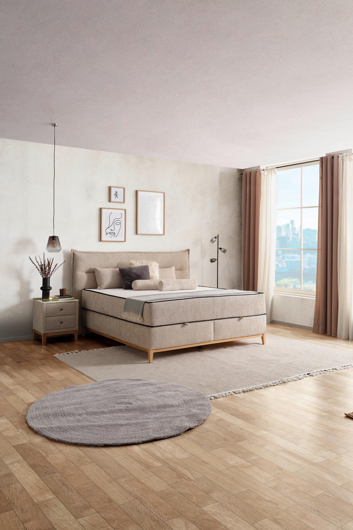 Boxbett Smile inkl. Matratze 180x200 - Creme, KONVENTIONELL, Holz/Holzwerkstoff (180/200cm) - James Wood