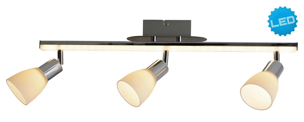 Strahler Ibiza 3-Flammig L: 60 cm - Chromfarben/Opal, Basics, Glas/Kunststoff (60/22cm) - Näve