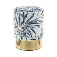 Hocker Gipsy, Blau B: 35 Cm - Blau/Goldfarben, Design, Textil (35/46/35cm) - Kayoom