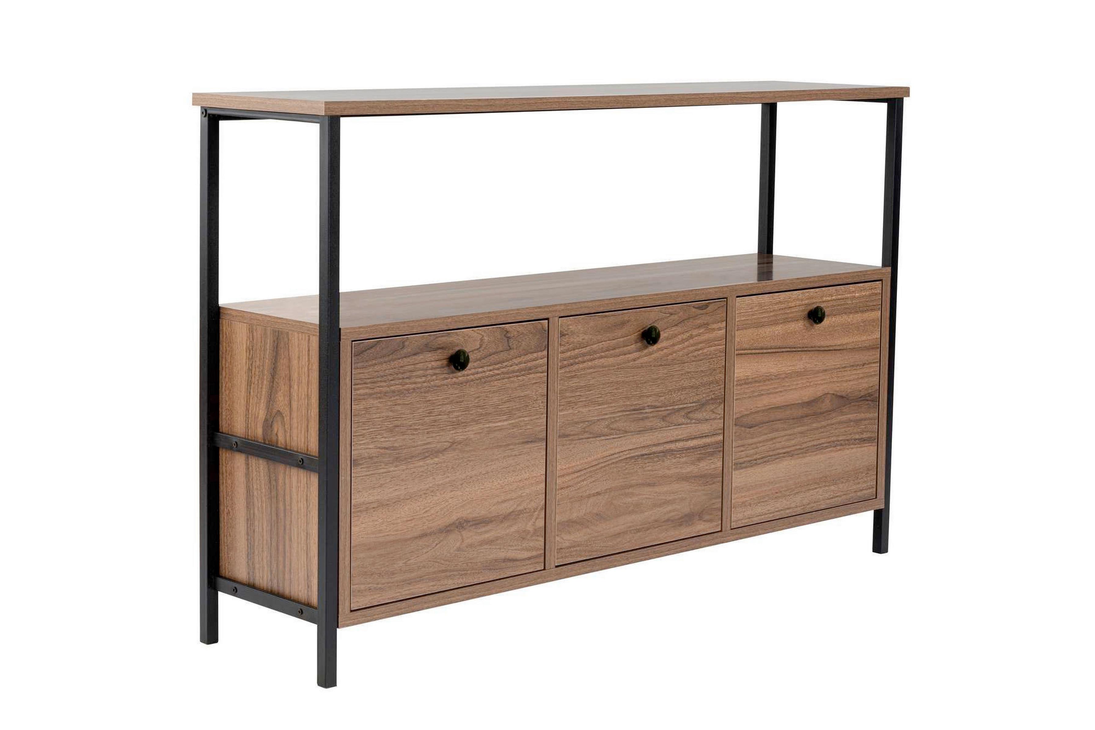 KOMMODE Schwarz/Walnuss B: 120cm - Walnussfarben/Schwarz, MODERN, Holzwerkstoff (120/77/30cm) - MID.YOU