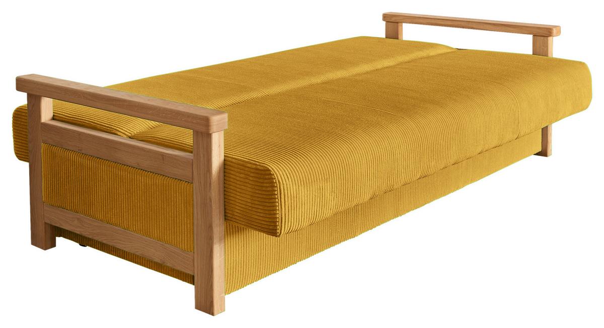 Schlafsofa Malaga Senfgelb B: 220cm - Senfgelb/Naturfarben, Design, Holz/Textil (220/90/90cm) - P & B