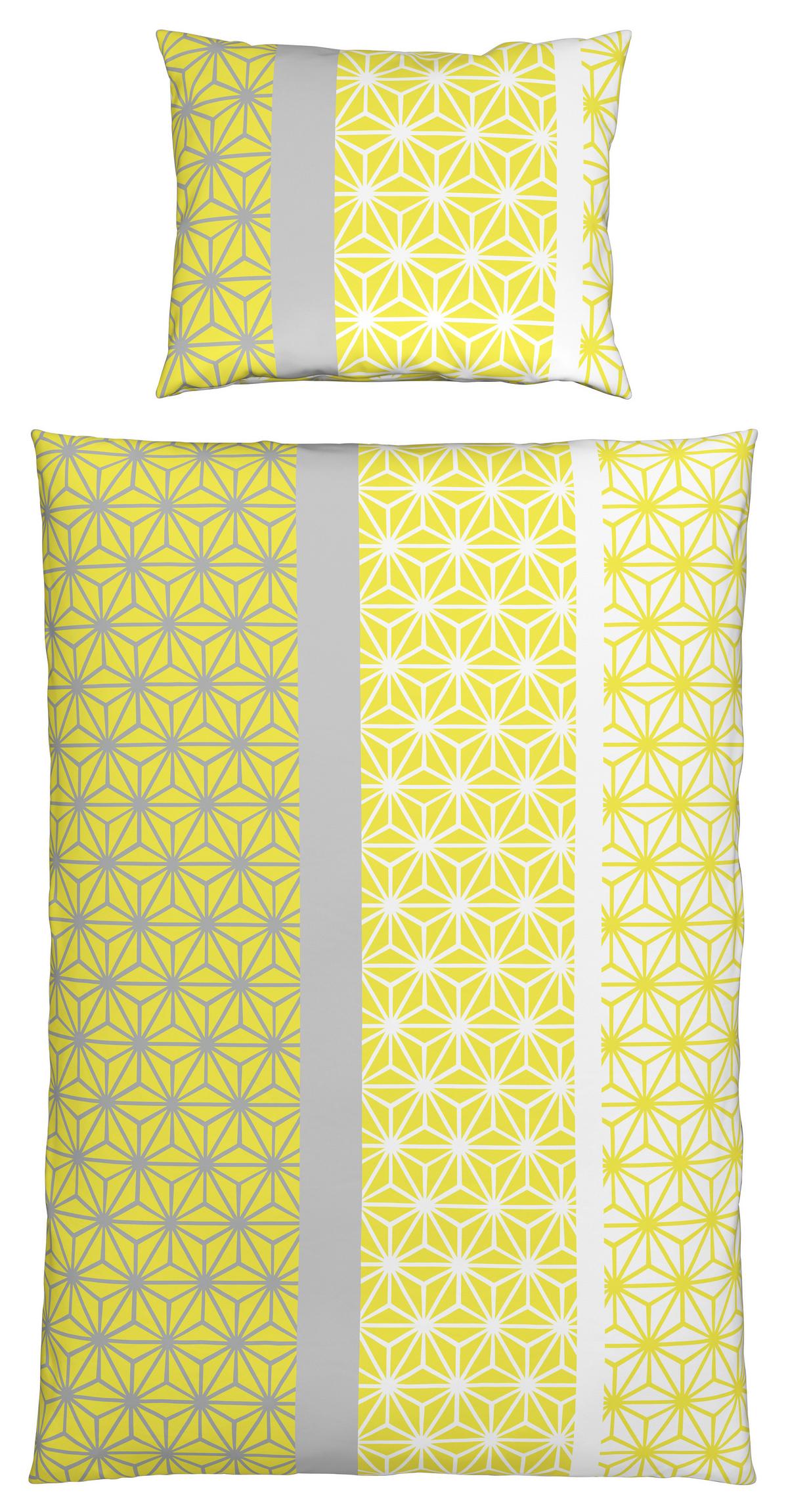 POSTEĽNÁ BIELIZEŇ Selma, 140/200cm - žltá/sivá, Konventionell, textil (140/200cm) - Based