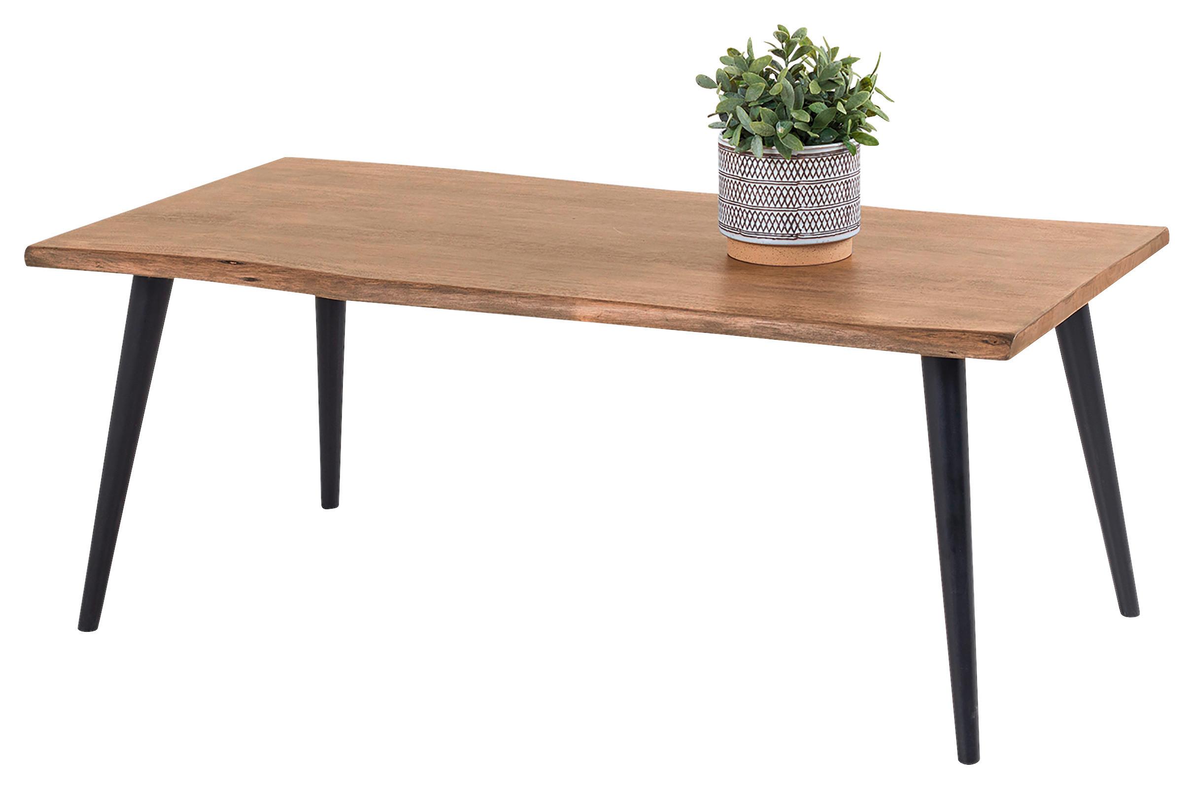 Couchtisch Holz Massiv/Metall Caddy Akazie/Schwarz - Schwarz/Akaziefarben, MODERN, Holz/Metall (110/60/45cm) - MID.YOU