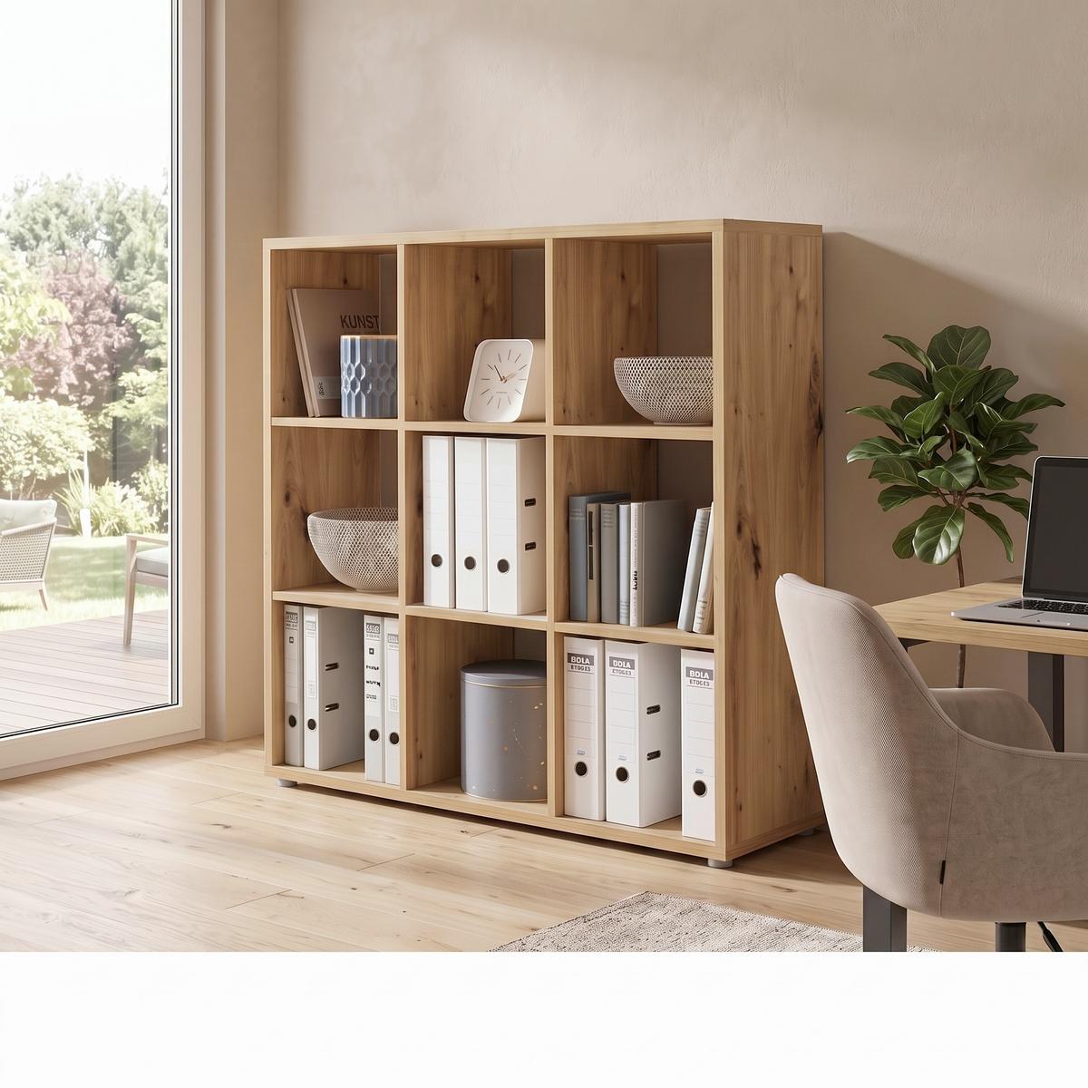 AKTENREGAL Nizza Eiche Dekor B: 106,5cm - Silberfarben/Eiche Artisan, MODERN, Holzwerkstoff (106,5/108,5/33cm) - MID.YOU