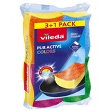 Schwamm Pur Active Colors 3+1 - Gelb/Weinrot, Basics (13/29/2,6cm) - Vileda