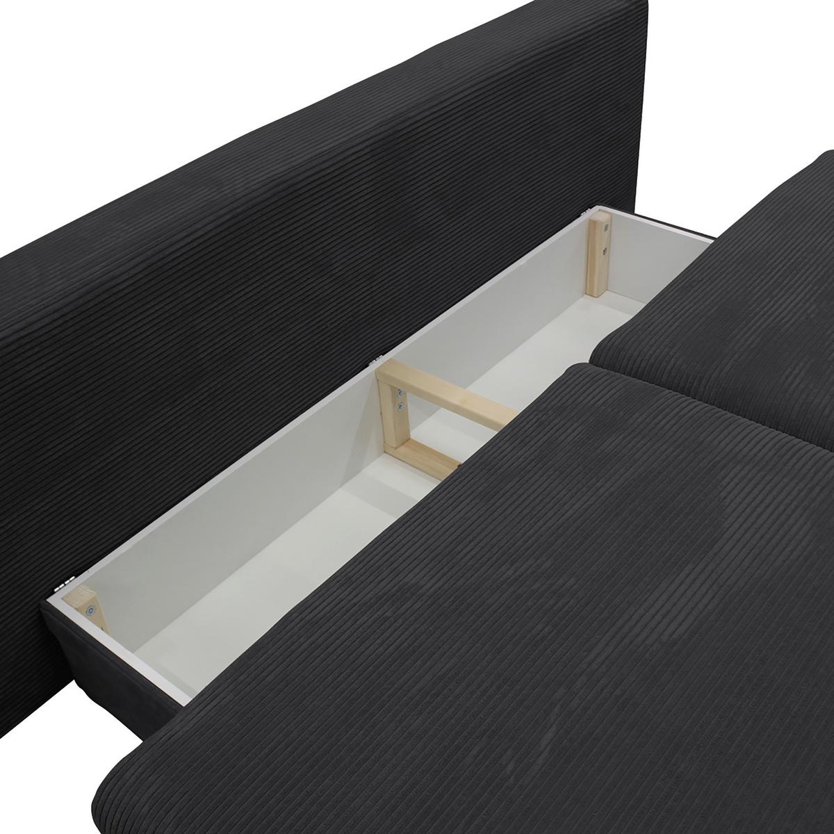 2-sitzer-sofa Mit Schlaffunkt. Fiore Und Bettkasten Grau - Dunkelgrau/Schwarz, Design, Textil (202/85/99cm) - P & B