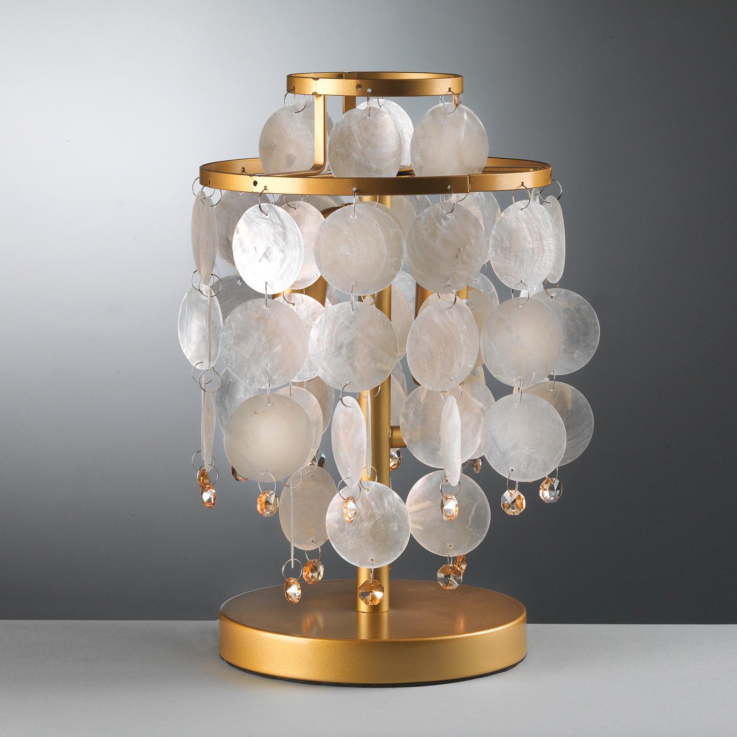 Tischleuchte Goldfarben Perlmutt L: 20 cm - Currygelb/Perlmutt, KONVENTIONELL, Naturmaterialien/Kunststoff (20/20/36cm)