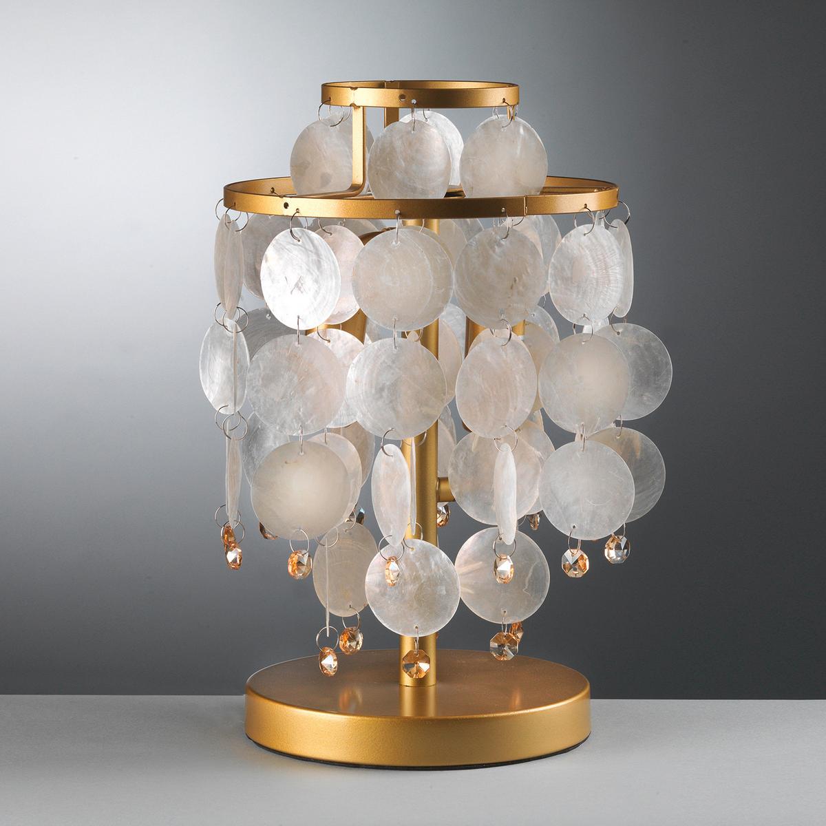 Tischleuchte Goldfarben Perlmutt L: 20 cm - Currygelb/Perlmutt, KONVENTIONELL, Naturmaterialien/Kunststoff (20/20/36cm)