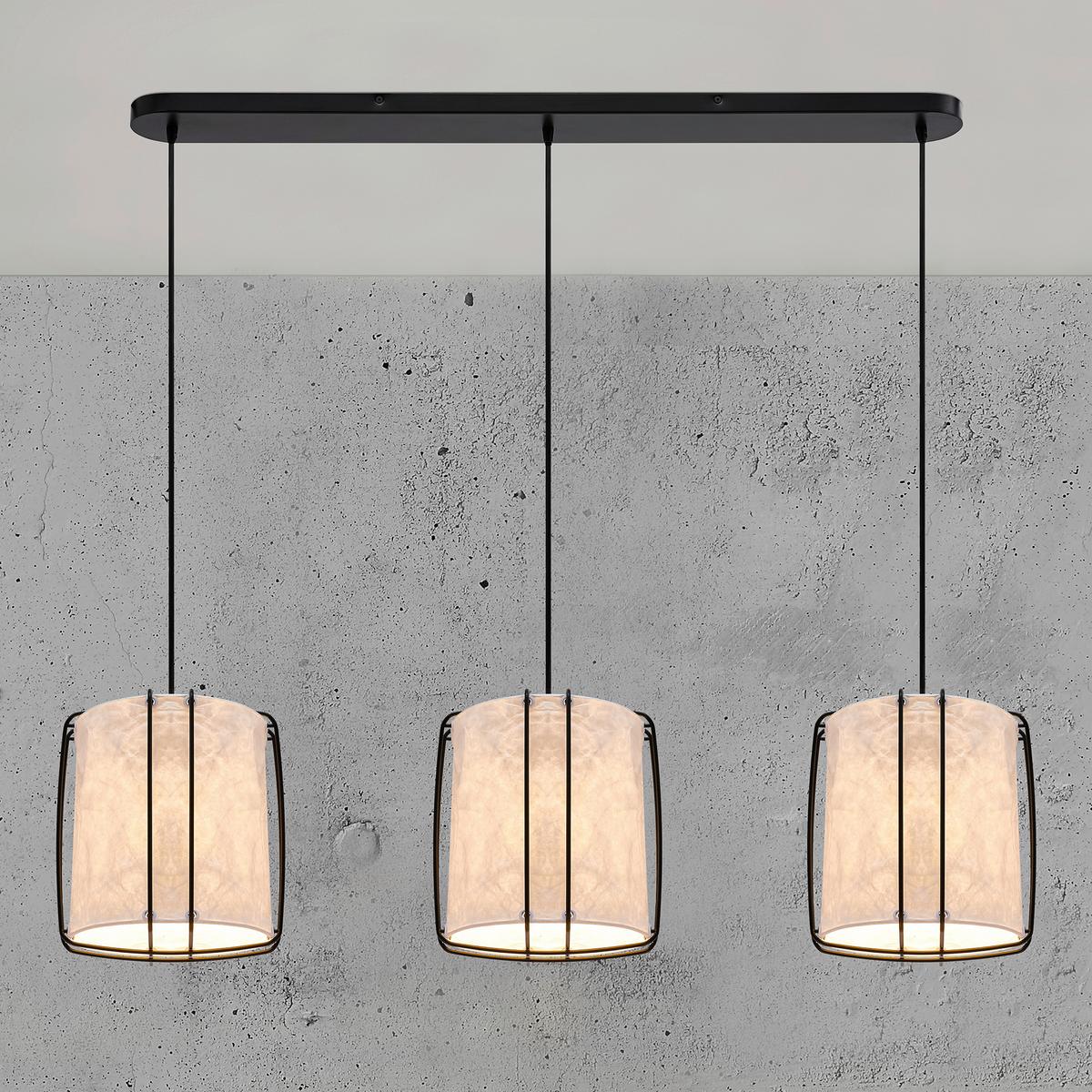 Hängeleuchte Cardine Schwarz Weiß B: 112 cm - Schwarz/Weiß, Design, Kunststoff/Metall (112/27/22cm) - Nordlux