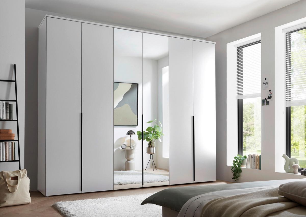 Drehtürenschrank 270 Cm Kevo Weiß/spiegelglas - Weiß, MODERN, Glas/Holzwerkstoff (270/225/52cm) - Carryhome