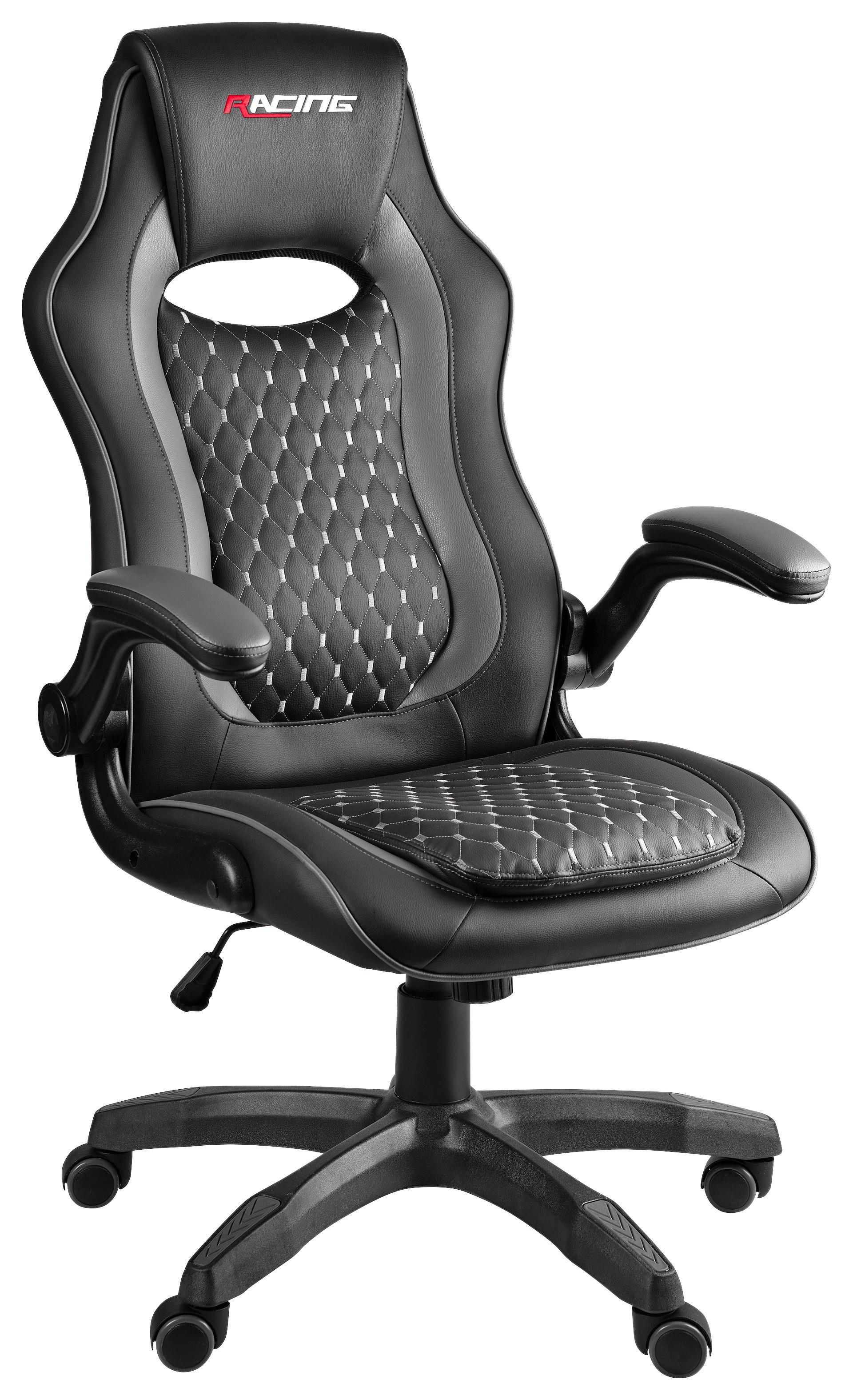 Gaming Stuhl Racing Kappa Mit Wippmechanik Schwarz/grau - Schwarz/Grau, Basics, Holz/Kunststoff (68,5/112-123/65,5cm)