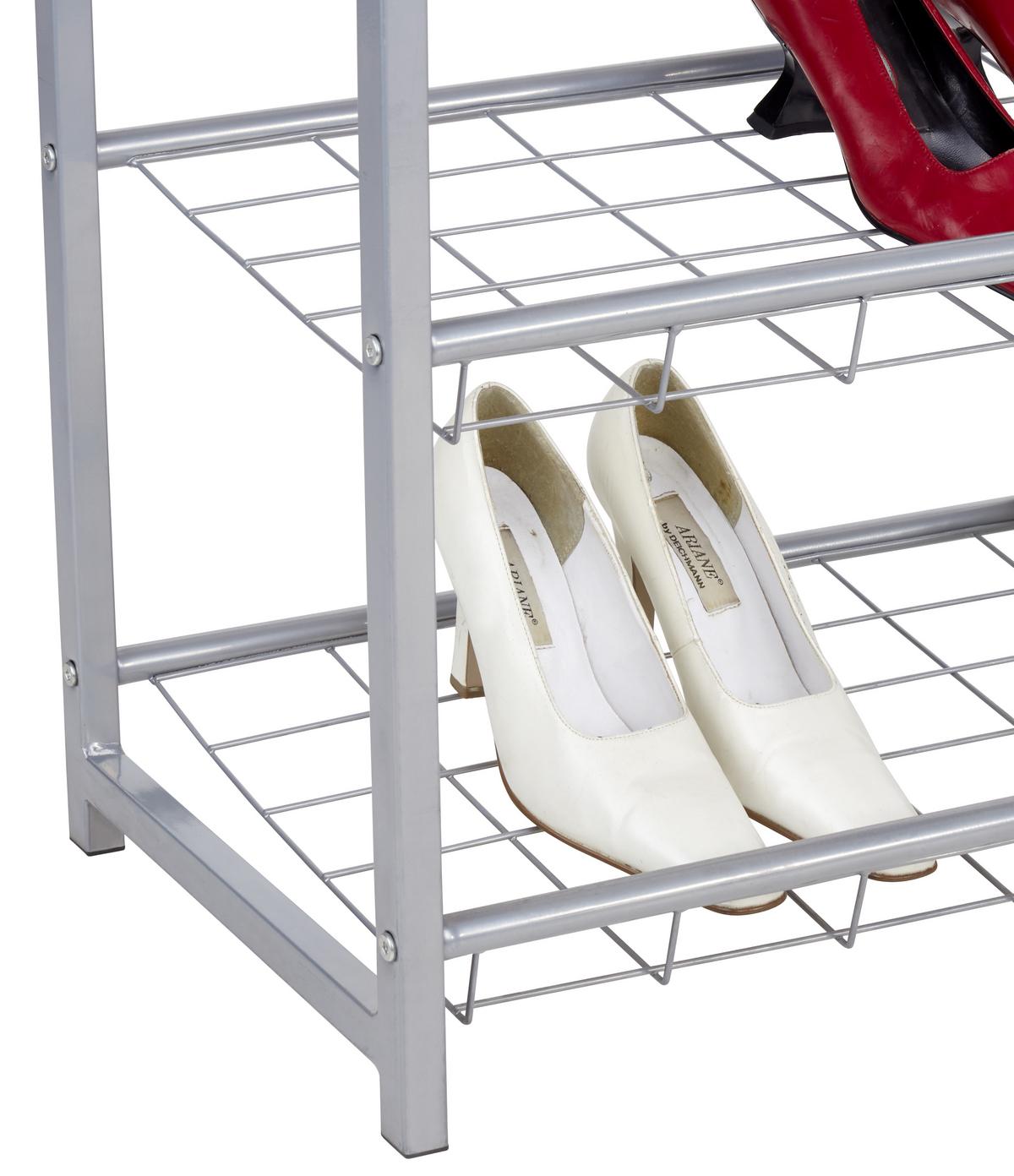 Schuhregal Shoe 3 Ablagen 9 Paar Silber H: 60 Cm - Silberfarben, MODERN, Metall (80/60/30cm) - Homezone