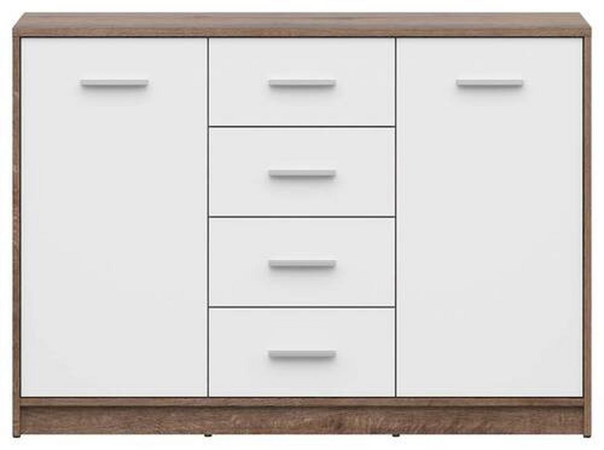 Kommode Nepo Plus Chest Of Drawers - Eichefarben/Schwarz, Design, Holzwerkstoff (118,5/84/34cm)