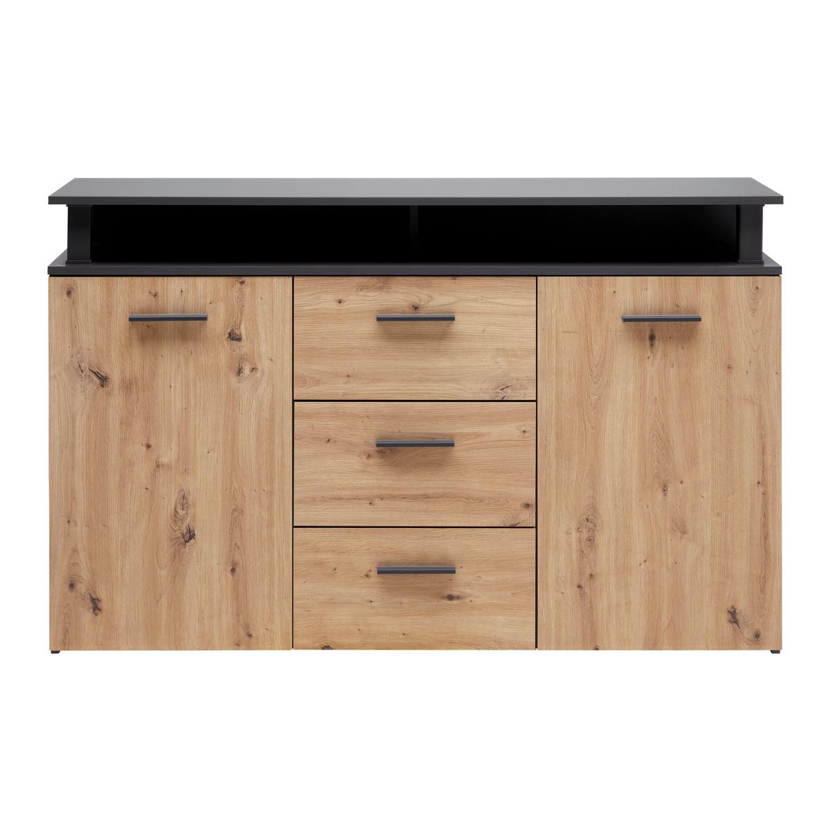 ŠIROKÁ KOMODA MONTANA -EXKLUSIV- - antracitová/dub artisan, Modern, kompozitné drevo/plast (140/90,6/38cm) - Mömax