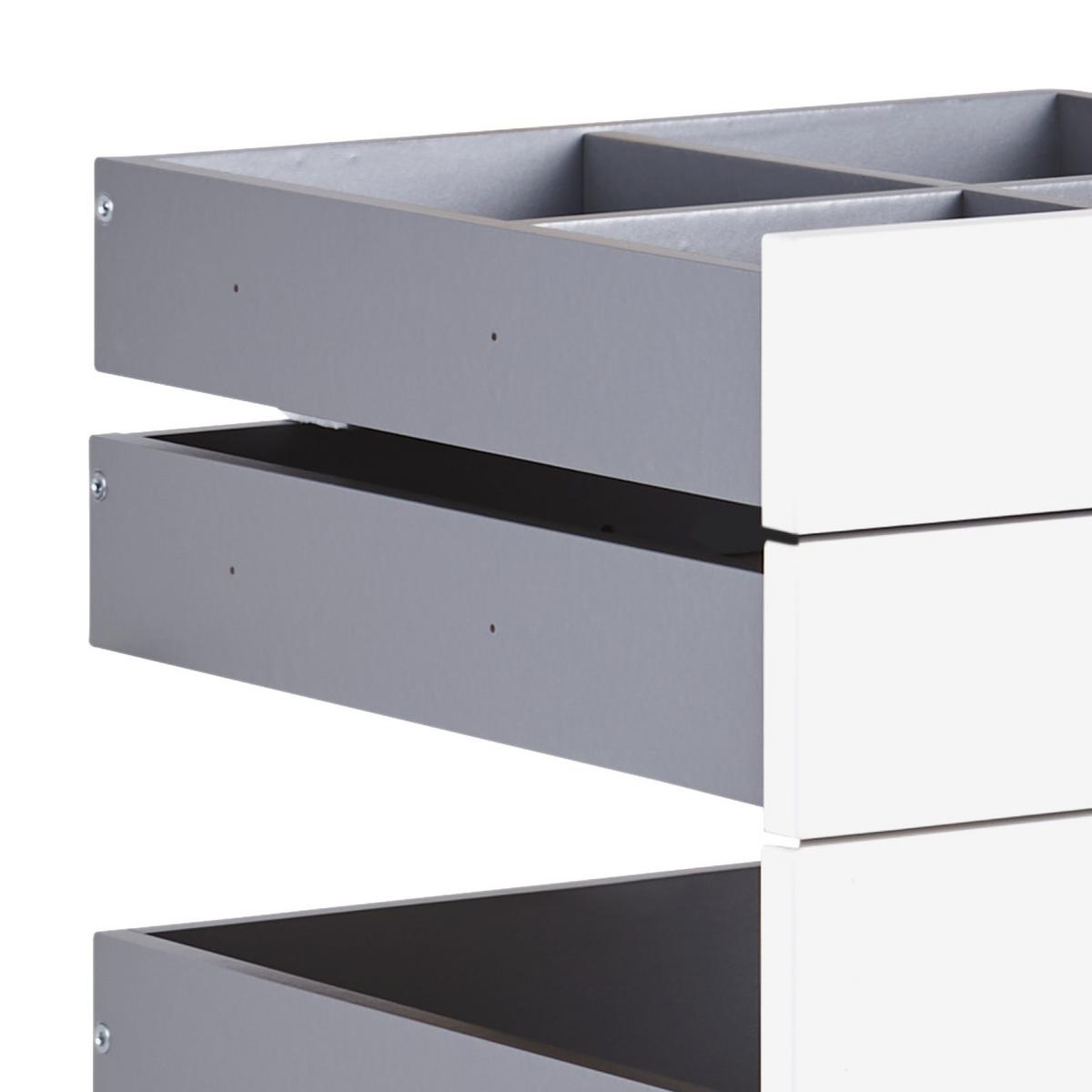 Schubladeneinsatz Unit Weiß B: 45,3 Cm 3 Fächer - Weiß Hochglanz, MODERN, Holzwerkstoff (45,3/50,3/47cm) - Ondega