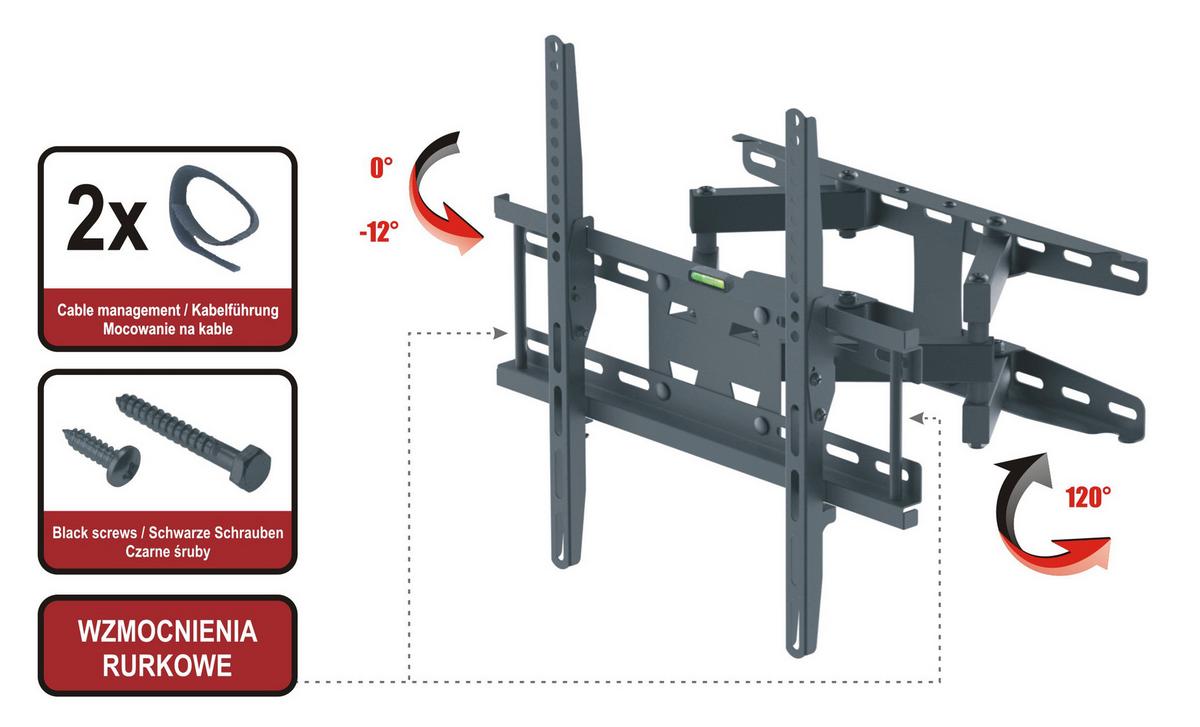 TV-Wandhalterung Bis 56“ ausziehbar Fx Mercury Black - Schwarz, MODERN, Metall (44/35/40cm)