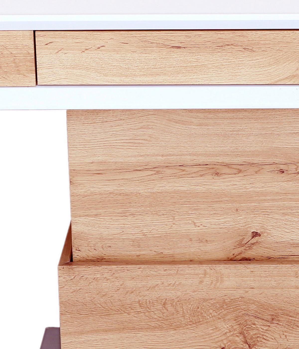 Dohányzóasztal Kopenhagen - tölgyfa színű/nemesacélszínű, Modern, faalapú anyag/fém (130/49-78/70cm)