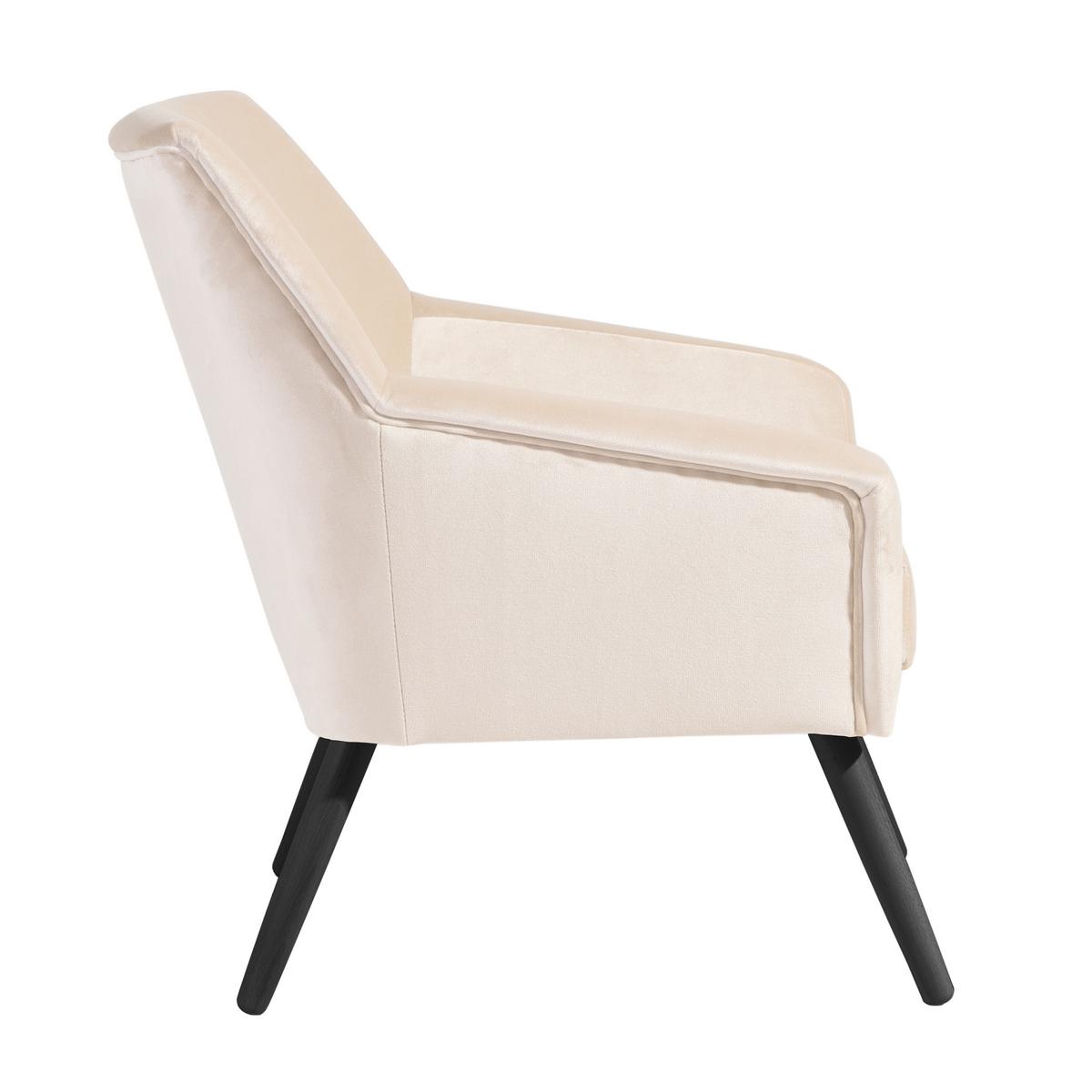 Polstersessel Mit Armlehnen Alegro Samt Creme - Creme/Schwarz, Design, Textil (67/81/71cm) - Max Winzer