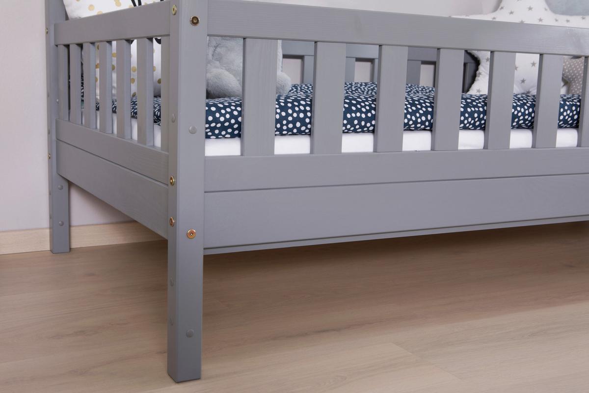 Hausbett Lou Bettschublade Hellgrau B: 120 cm - Hellgrau/Weiß, MODERN, Holz/Textil (120/200cm) - MID.YOU