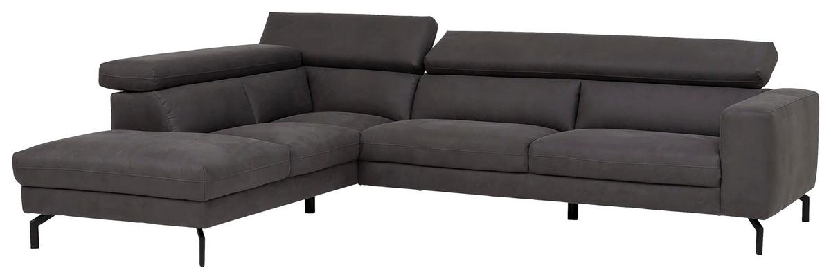 Ecksofa California - Dunkelgrau/Schwarz, MODERN, Textil (233/305cm) - Trendmanufaktur