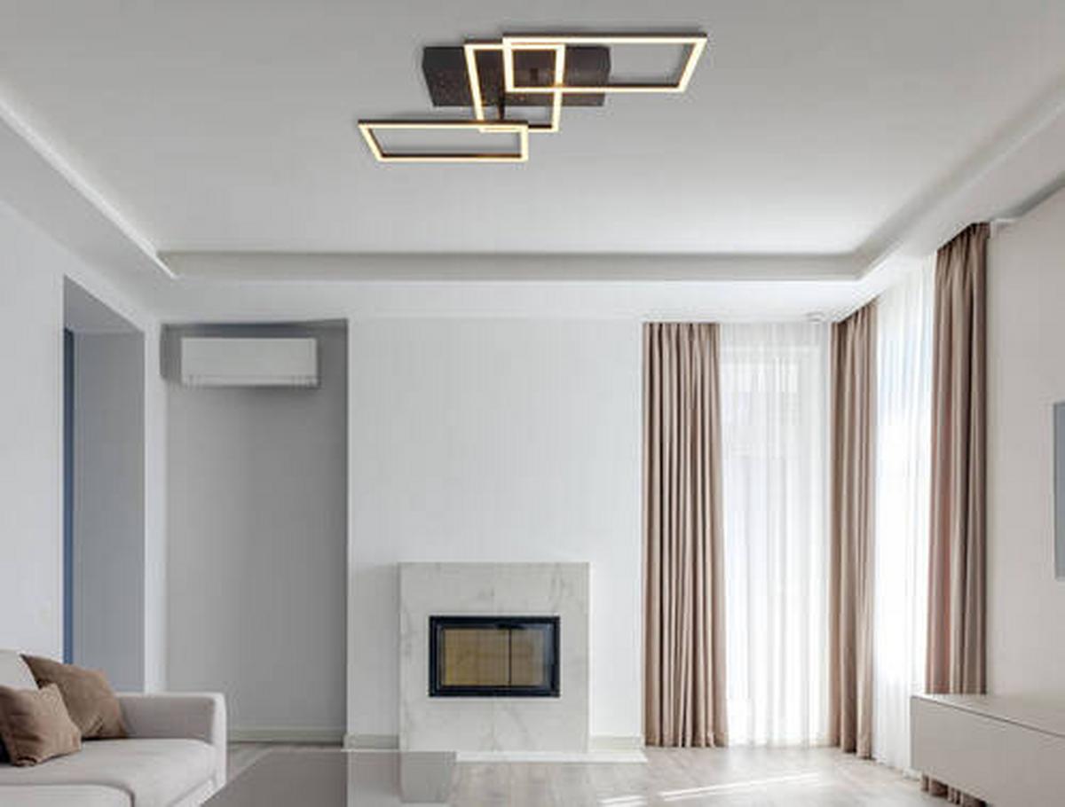 LED-Deckenleuchte 48135-40 - Opal/Schwarz, Design, Kunststoff/Metall (59/40,5/9,7cm) - Globo