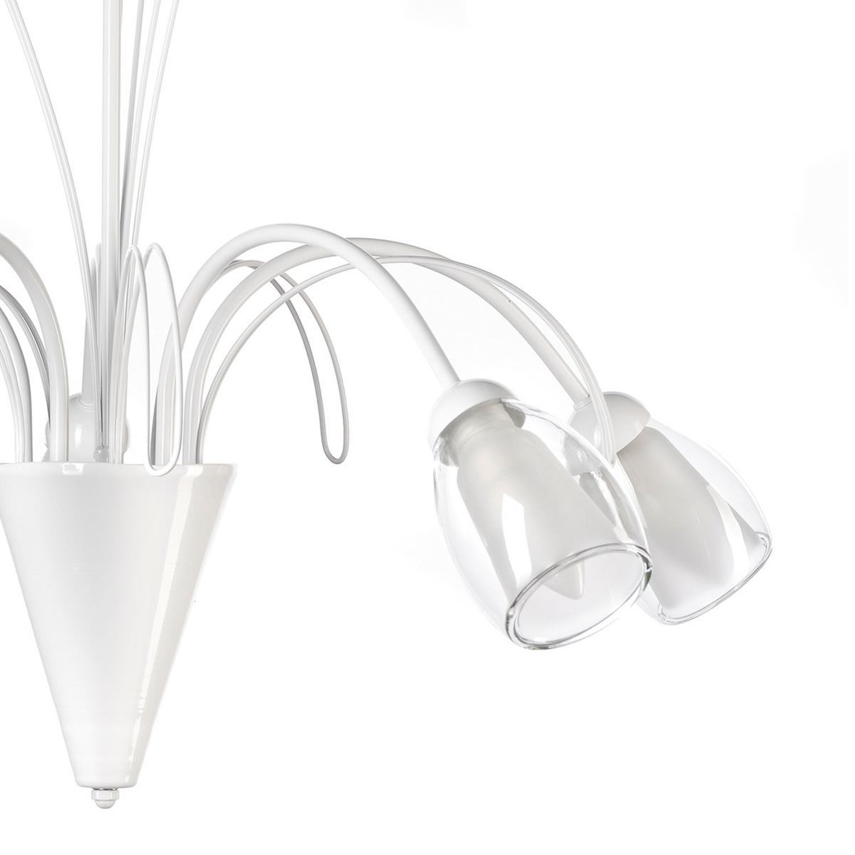 Kronleuchter Antron Weiß L: 70 cm 6w - Weiß, KONVENTIONELL, Glas/Metall (70/70/100cm)