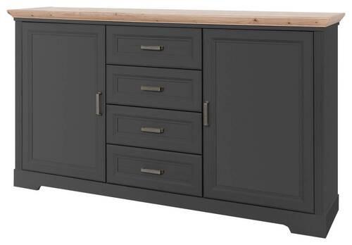 Kommode 164 cm Jasmin II Graphitfarben/Eiche Artisan - Schwarz/Graphitfarben, LIFESTYLE, Holzwerkstoff (164/90/41cm)