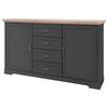 Kommode 164 cm Jasmin II Graphitfarben/Eiche Artisan - Schwarz/Graphitfarben, LIFESTYLE, Holzwerkstoff (164/90/41cm)