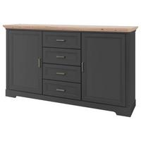 Kommode 164 cm Jasmin II Graphitfarben/Eiche Artisan - Schwarz/Graphitfarben, LIFESTYLE, Holzwerkstoff (164/90/41cm)