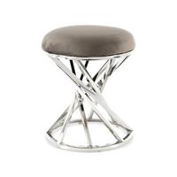 Hocker Samt/Edelstahl Grau/ Silbern Sitz Gepolstert H:49cm - Silberfarben/Grau, Trend, Textil/Metall (40/49/40cm) - Kayoom