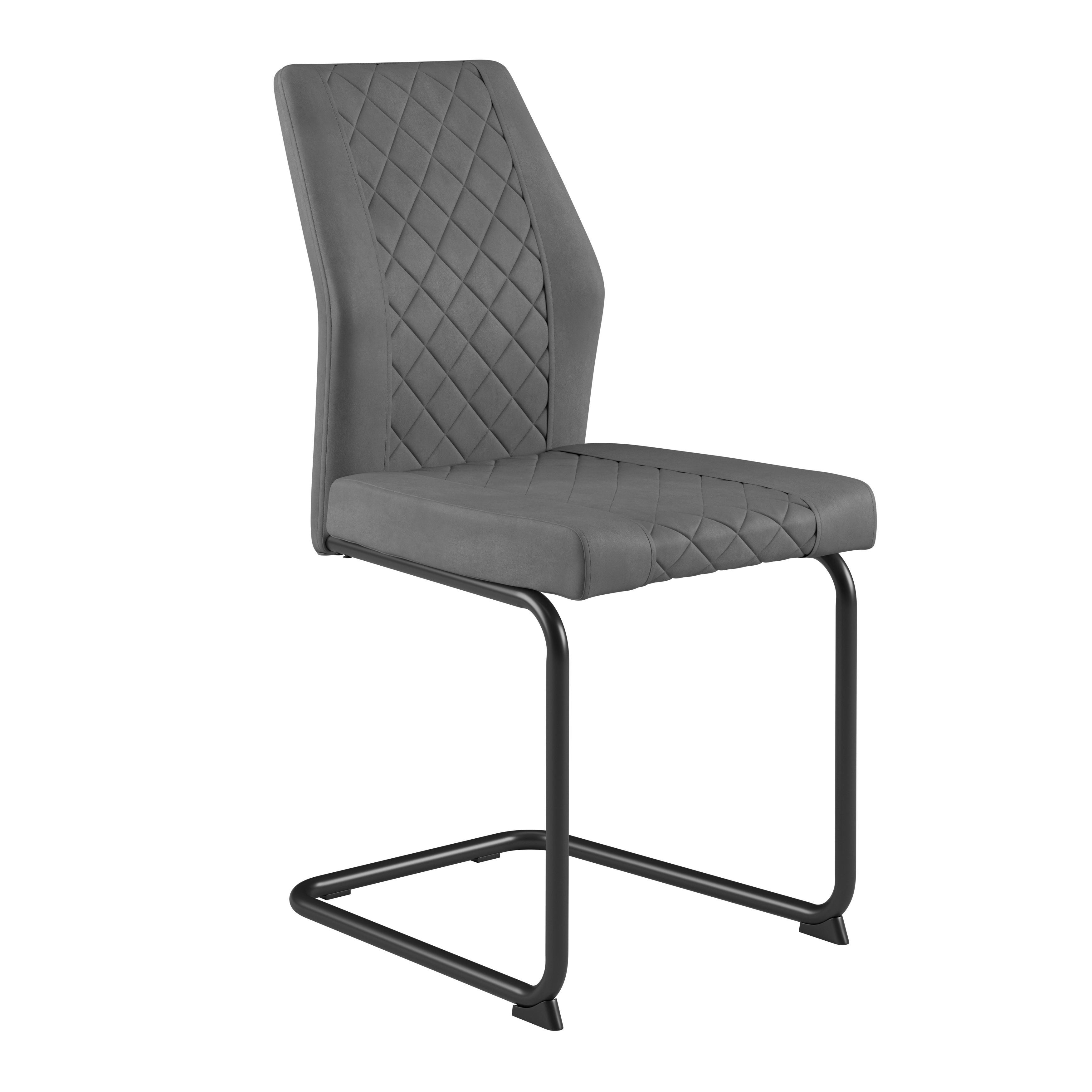 Stuhl Nina Verlours Grau, B: 49 cm - Schwarz/Grau, MODERN, Textil/Metall (49/91/66cm)