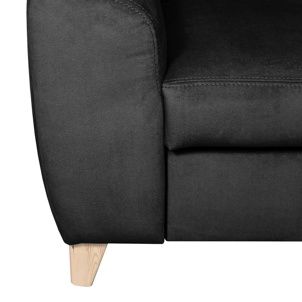 Ecksofa Aspen Webstoff Schwarz 245x208 cm - Buchefarben/Schwarz, Design, Textil (245/208cm) - Livetastic