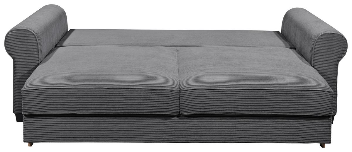 3-sitzer-sofa Mit Schlaf- Funktion Angelina Anthrazit - Anthrazit/Schwarz, Basics, Textil (250/95/125cm) - MID.YOU