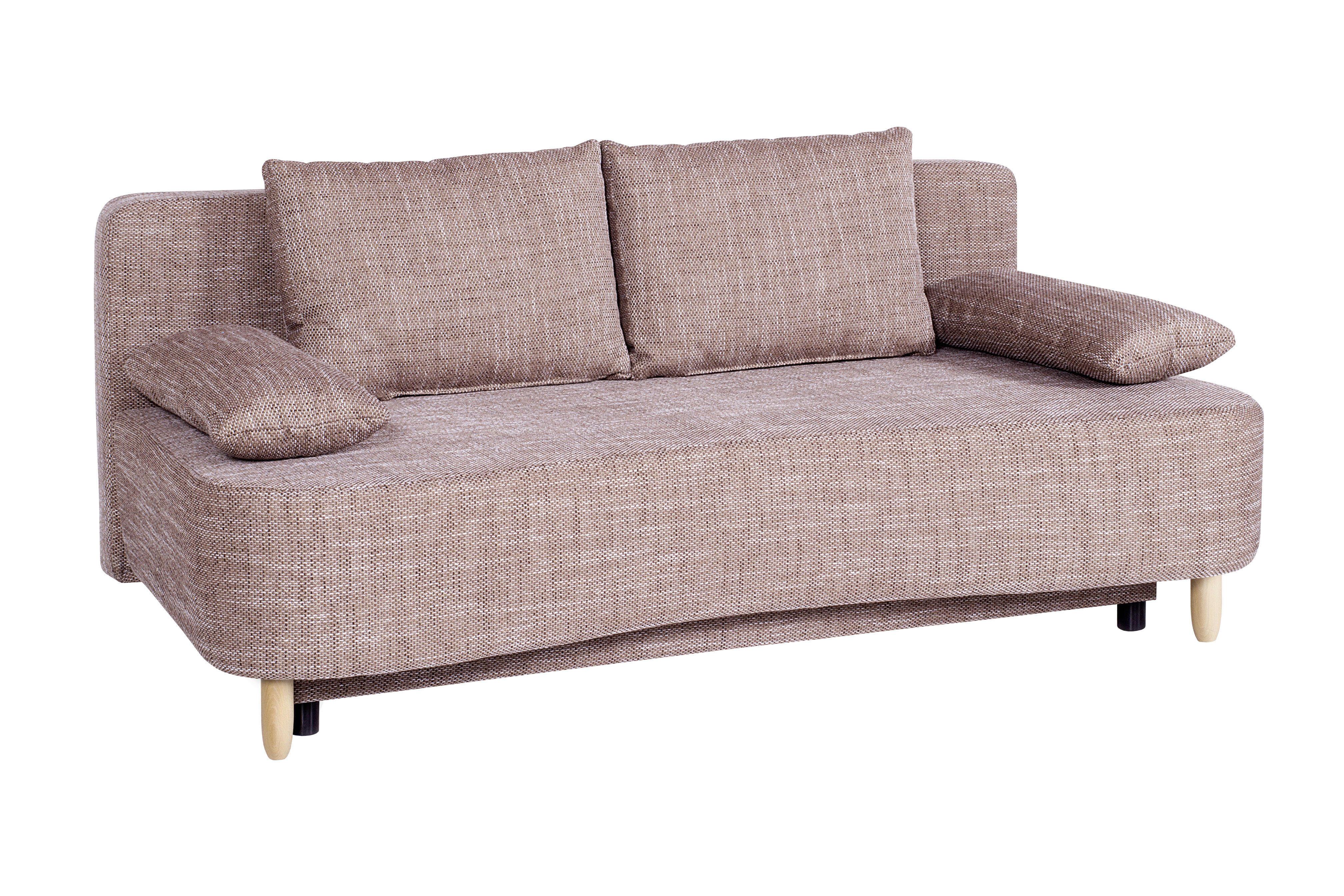 2-Sitzer-Sofa Lara Magma Mit Schlaffunktion & Bettkasten - Buchefarben/Schwarz, KONVENTIONELL, Holzwerkstoff/Textil (193/86/85cm)