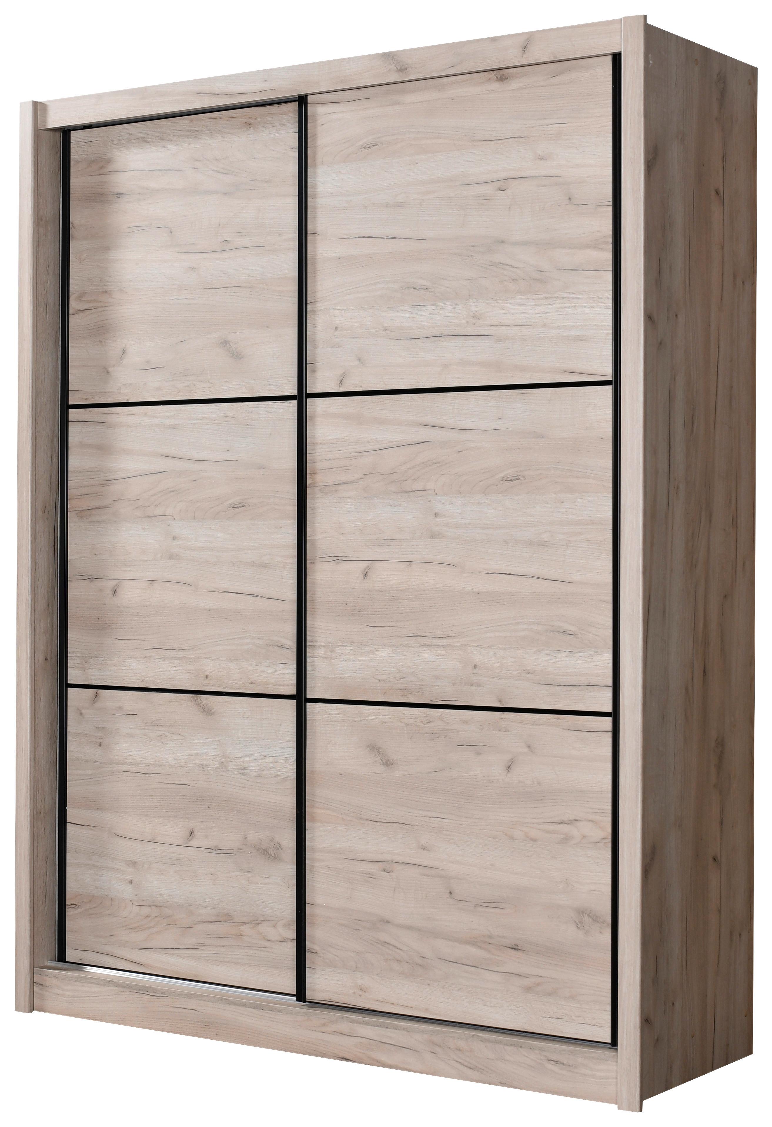 Tolóajtós Szekrény Navara 166/215,5 Cm - tölgyfa színű, Basics (166/215,5/60,5cm)