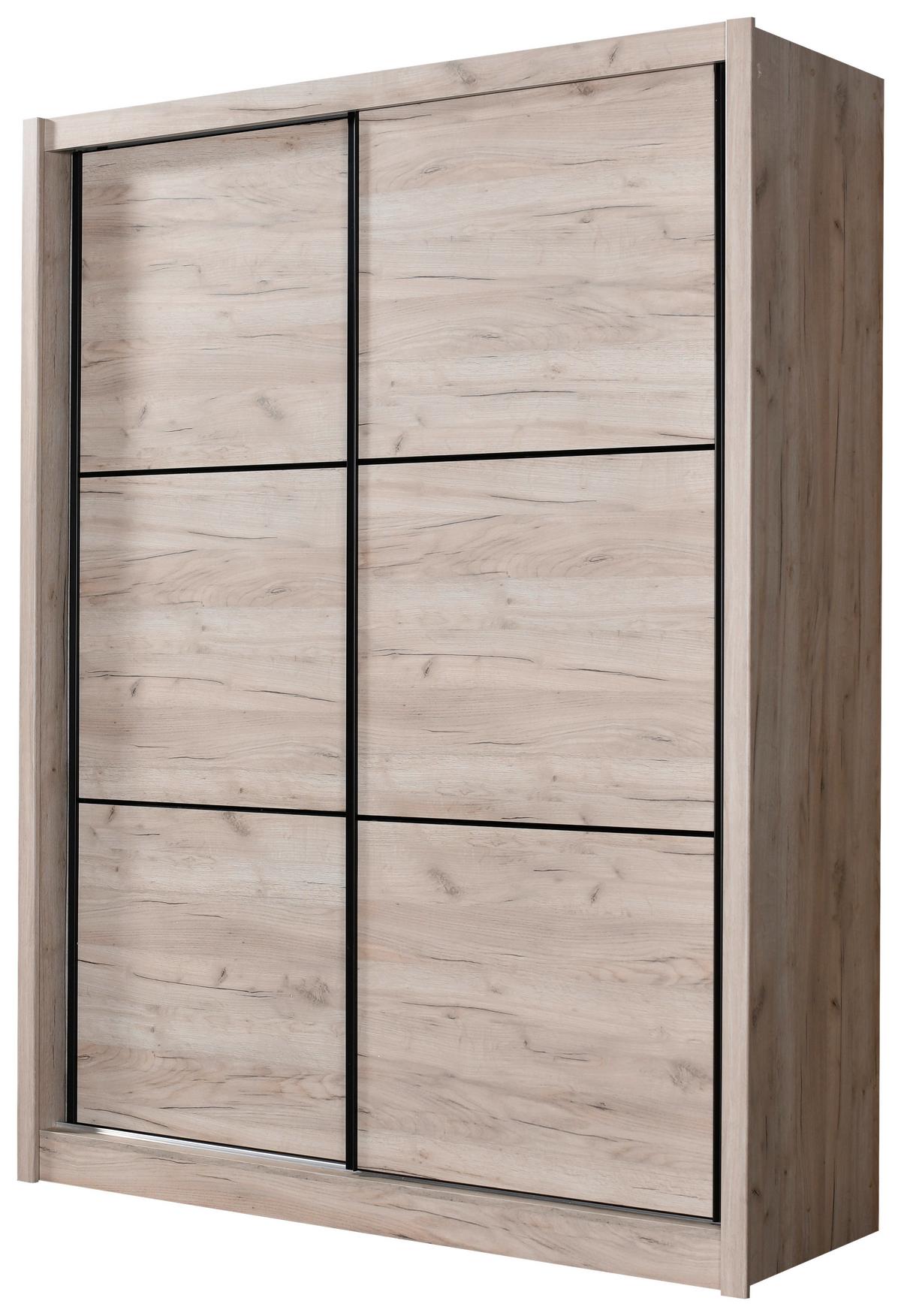 Tolóajtós Szekrény Navara 166/215,5 Cm - tölgyfa színű, Basics (166/215,5/60,5cm)