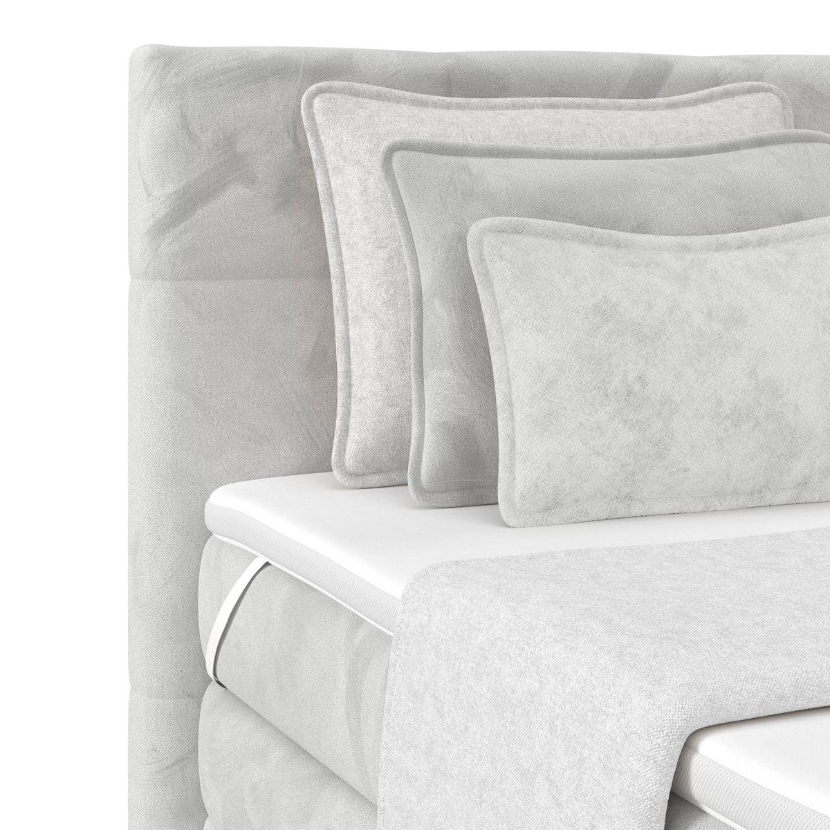 Boxspringbett mit Topper und Bettkasten 180x200 cm Medino - Hellgrau, KONVENTIONELL, Holz/Holzwerkstoff (180/200cm) - Luca Bessoni