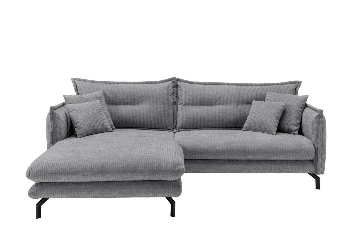 Ecksofa Lava Grau S: 180x255 cm - Schwarz/Grau, Design, Textil (180/255cm) - Livetastic