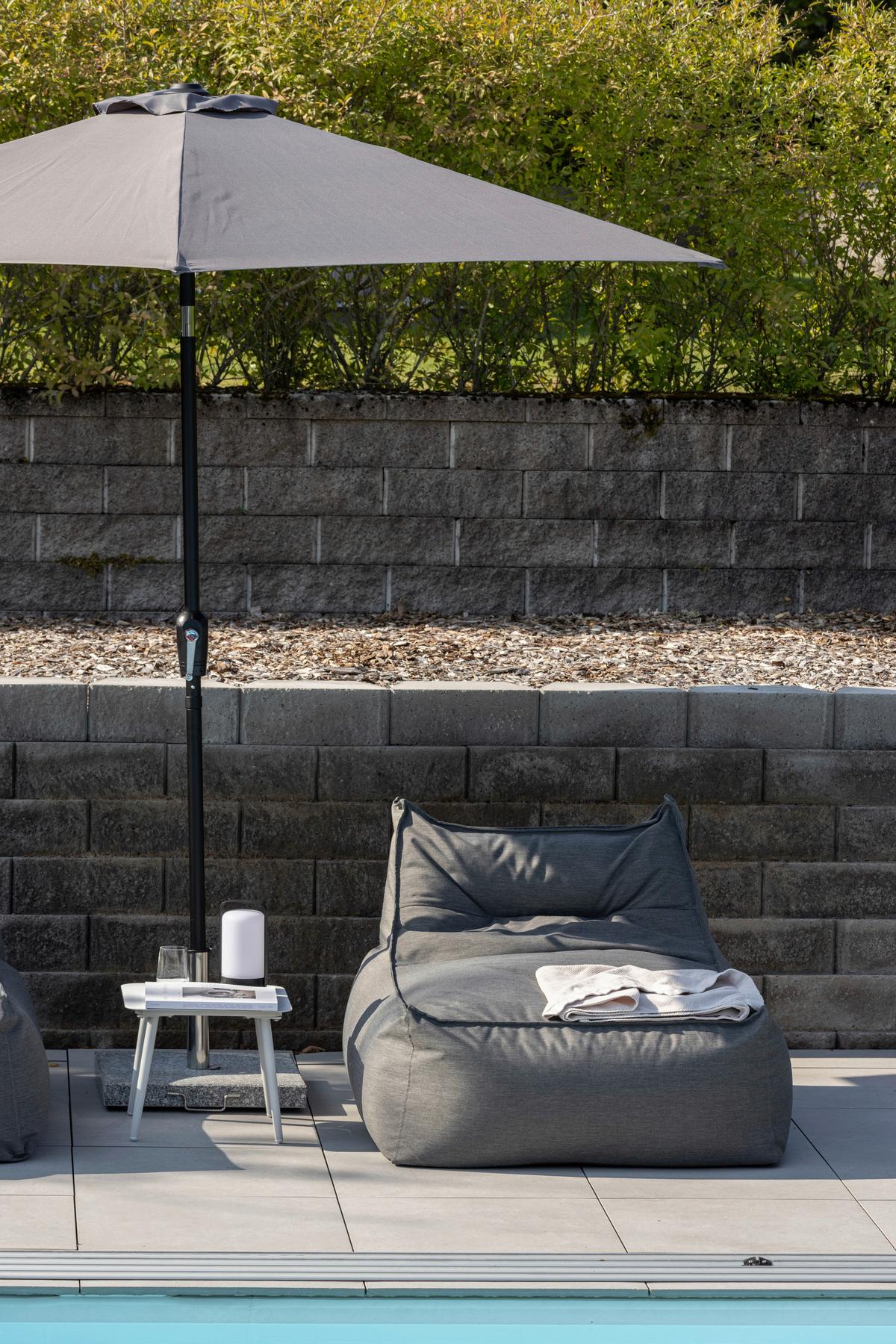 Sonnenschirm Leeds DM: 300cm H: 243cm Grau - Grau, KONVENTIONELL, Textil/Metall (300/300cm) - Gardenson